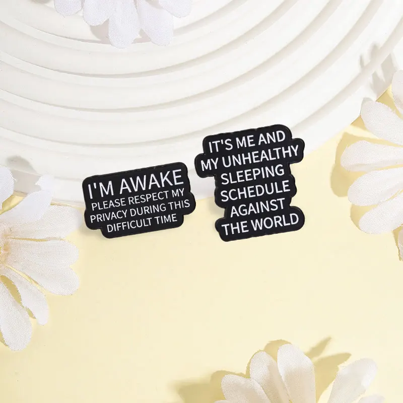 Unhealthy Sleeping Schedule Against The World Enamel Pin Humor Sarcastic Night Owls Pin Please Respect My Privacy Brooch Jewelry