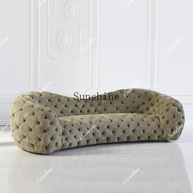 American light luxury single/double full-pull buckle combination curved sofa multi-person customization  FT