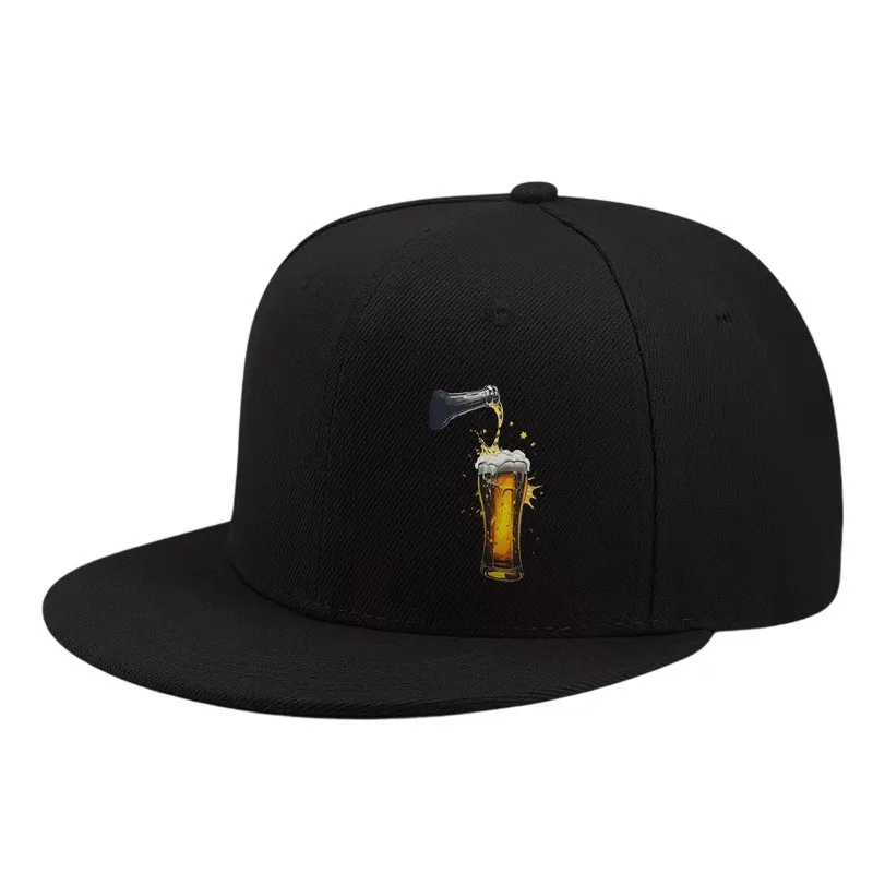 Beer Pour Graphic Baseball Cap Unisex Flat Brim Adjustable Hat for Beer Enthusiasts