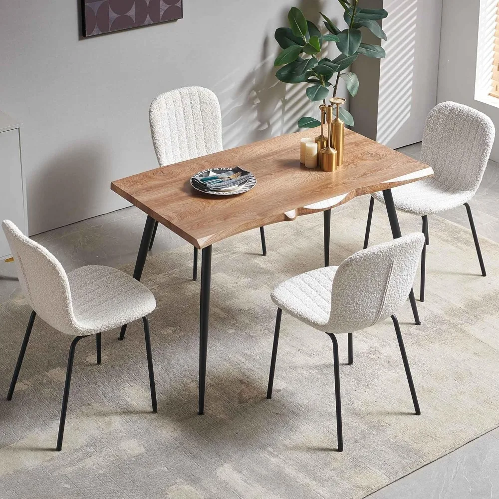 طقم طاولة طعام مستطيلة مع كراسي منجدة - طقم طاولة وكراسي مطبخ حديثة من بوكل مكون من 4 قطع للمساحات الصغيرة