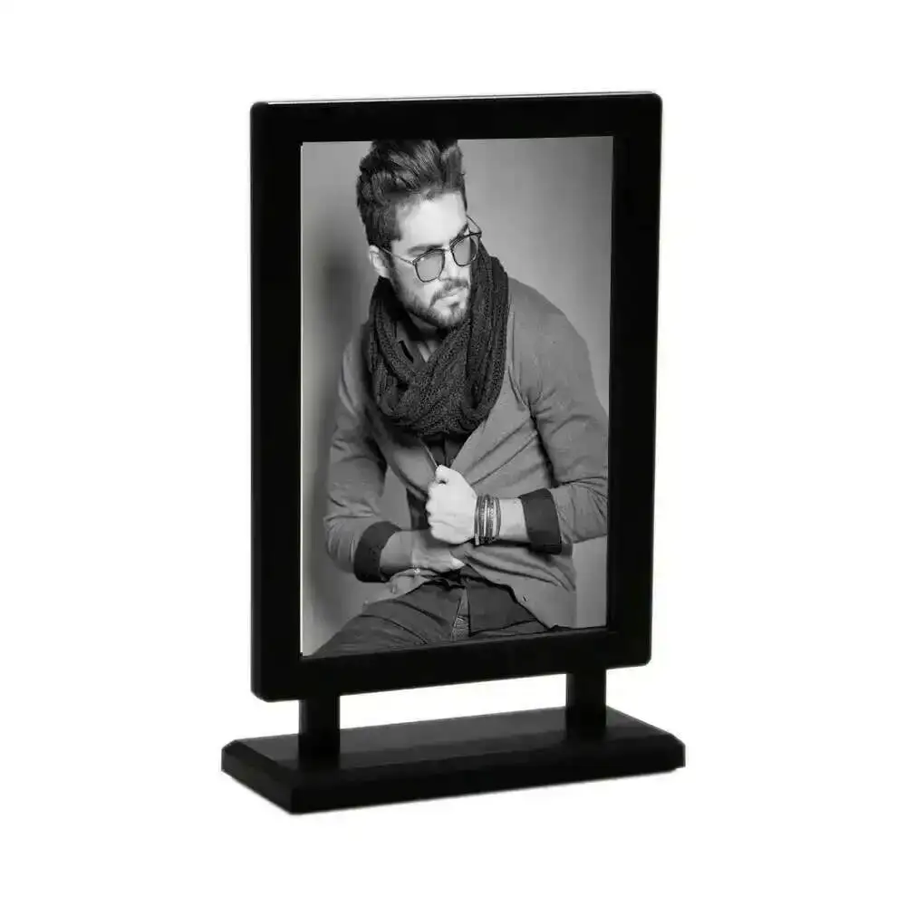 ABS Plastic Sign Holder，Menu Displays T Shape Sign Stand (Vertical Black A4 210×297mm/11.69x8.27 inches)