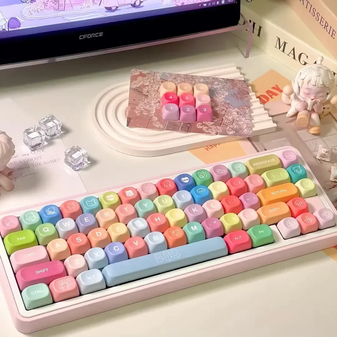 Gummy Bear Keycaps MOA Height Keycaps PBT Five-Sided Sublimation Opacity Customized Mechanical Keyboard Keycaps