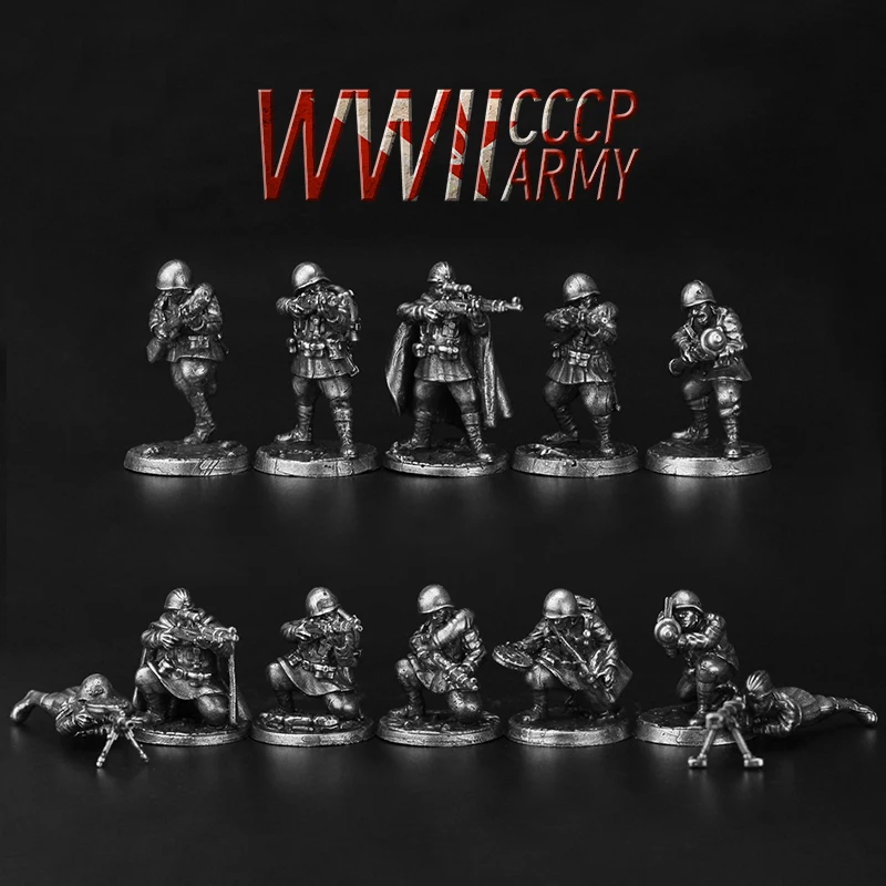 WWII Warfare Warrior Metal Action Figures Series Toys Crafts Board Game Chess Pieces Decoration Desktop Miniature Accessories