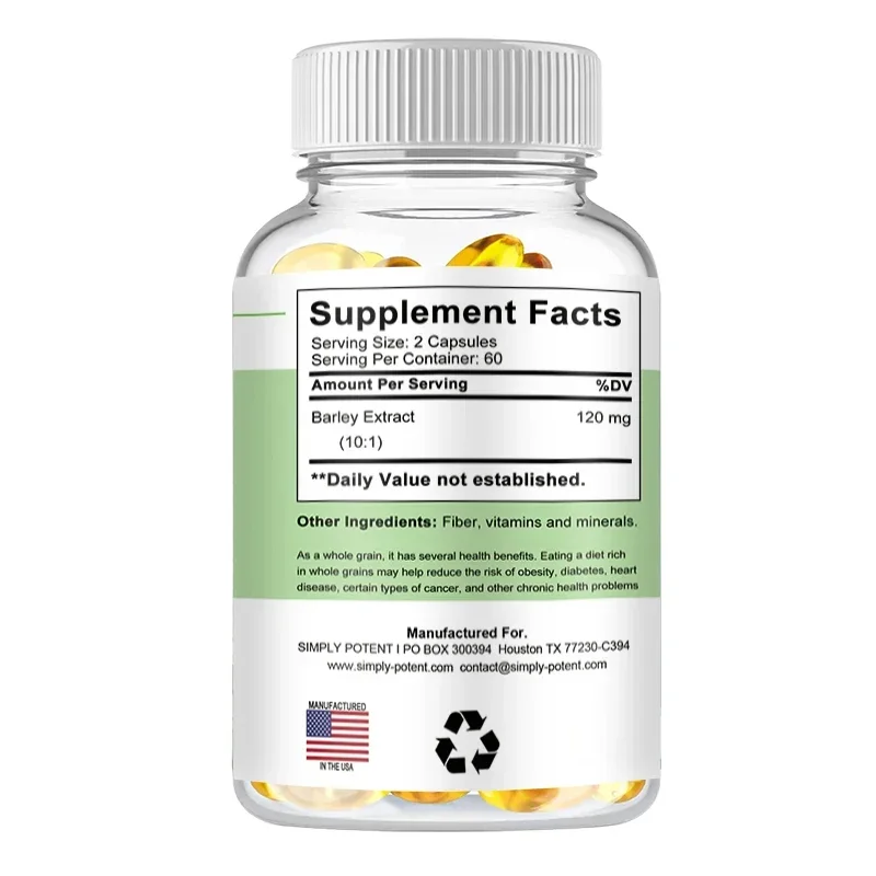 Barley Grass Capsules - Rich in Vitamins & Fiber, Antioxidants, Immune System, Digestion & Heart Health, Cardiovascular Health S