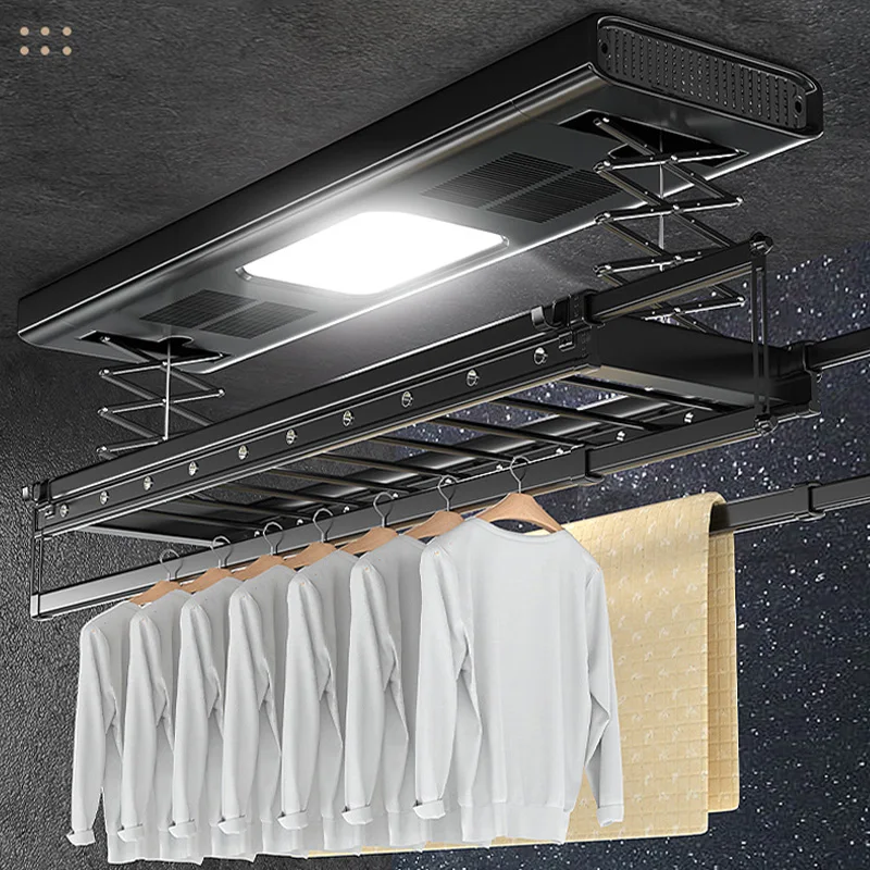 Advanced Home Laundry Clothes Drying Rack with Integrated LED Lighting & Fast Drying Technology for Indoor and Balcony Use