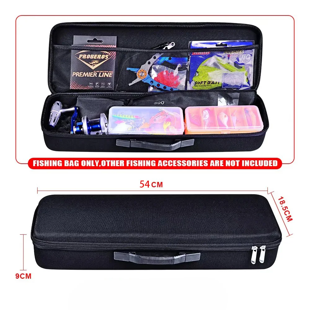 54cm EVA Shockproof Fishing Tackle Bag Hard Shell Outdoor Reel Rod Bags Lure Carry Bag Pole Storage Pack Built-in Sponge Case