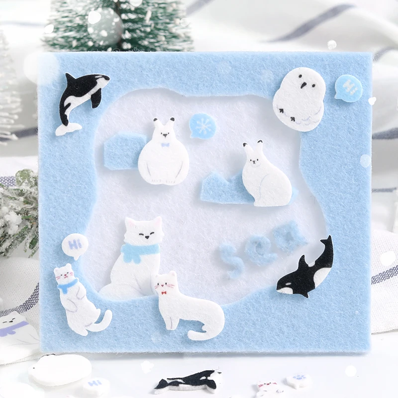 Cute Polar Regions Animals Stickers, Soft Flocked Felt 3D Stickers. Textured Stickers for Adults Scrapbooking & Planner Decor - view 2