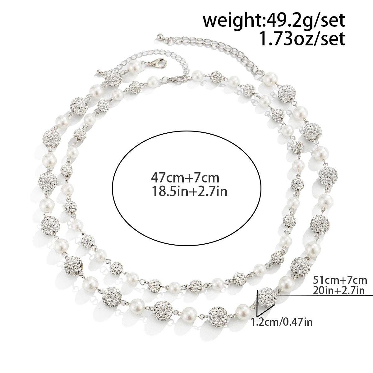 Salircon 2 Teile/satz Vintage Exquisite Imitation Perle Halskette Männer Mode Charme strass Schlüsselbein Kette Bankett Schmuck Geschenke – Detail 1