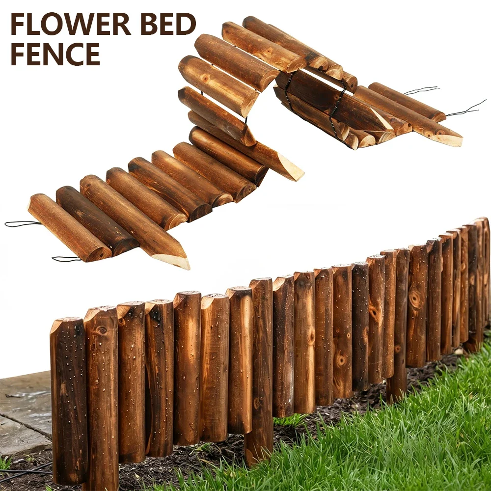 Flower Bed Fence Wooden Garden Edging Bendable Landscape Fencing Decoration Outdoor Barrier Garden Accessory for Yard Patio Path