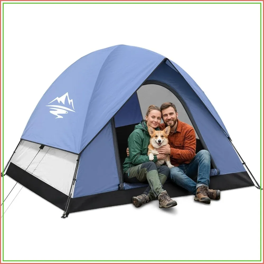 

2-3 Person Camping Tent, Waterproof 2500mm, Easy Setup 5 Mins, Lightweight Dome for Couples & Families