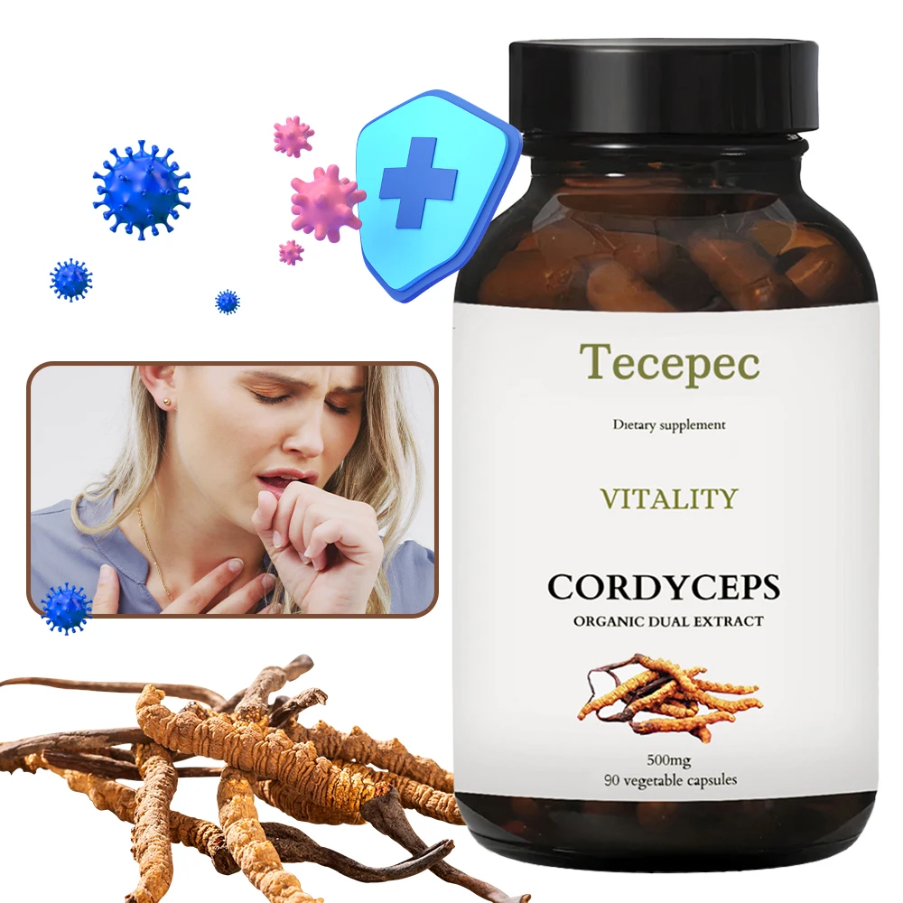 

Cordyceps Capsules 1000mg - Organic Dual Extract Mushroom Supplement - Energy & Immune Support, Lung Health, Non-Gmo