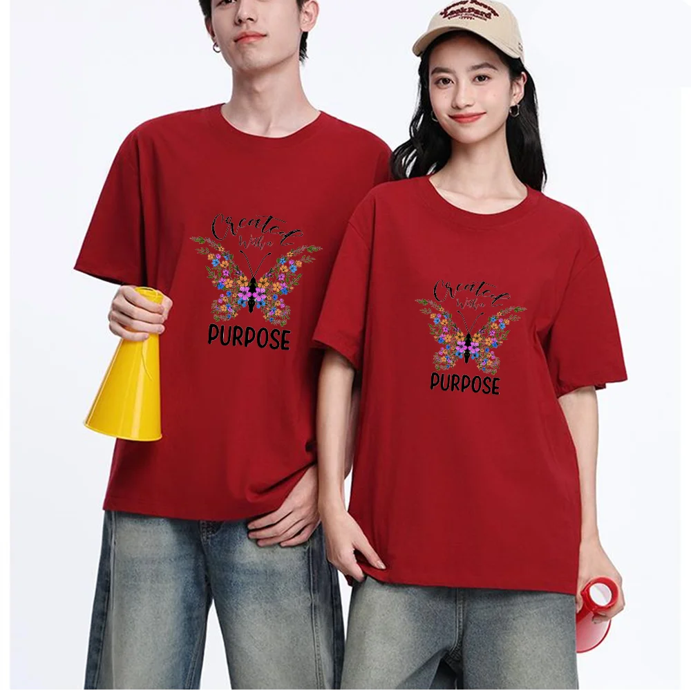 Butterfly Flower Printed T Shirt Breathable Fabric S-XXL Personalized Custom Casual Short Sleeve Tee Aesthetic Graphic Top Unise