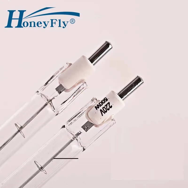 HoneyFly 10pcs 300mm IR Halogen Lamp Bulbs R7S 220V 500W Double Ended Filament Heating Lights Clear Quartz Tube For Sauna Room