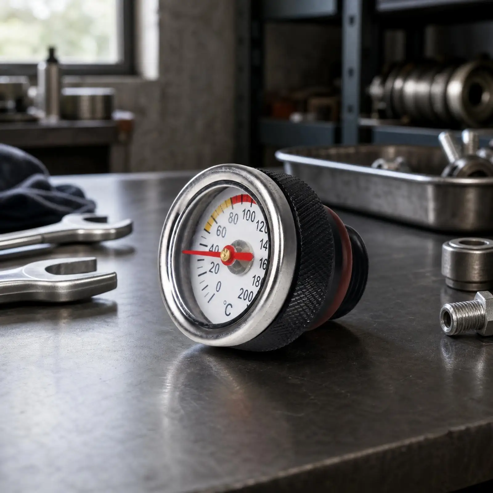 Engine Oil Temperature Gauge Dipstick 35mm Analog Meter with O-ring Seal for Motorcycle M20x1.
