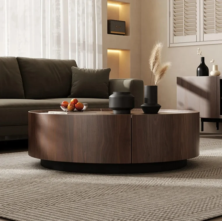 شرفة غرفة المعيشة أو شقة صغيرة للاستخدام الداخلي لطاولة القهوة الخشبية للتخزين على الطراز الحديث، نمط مربع #5