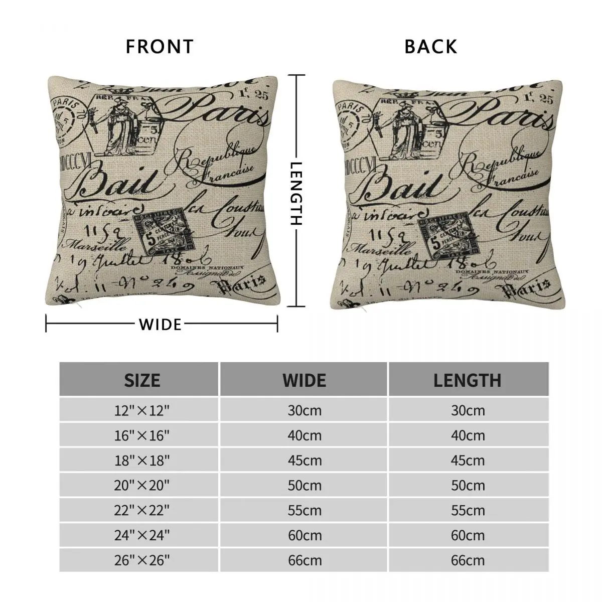 French Script Burlap Gorgeous Pillowcase Polyester Linen Velvet Printed Zip Decorative Car Cushion Case 18