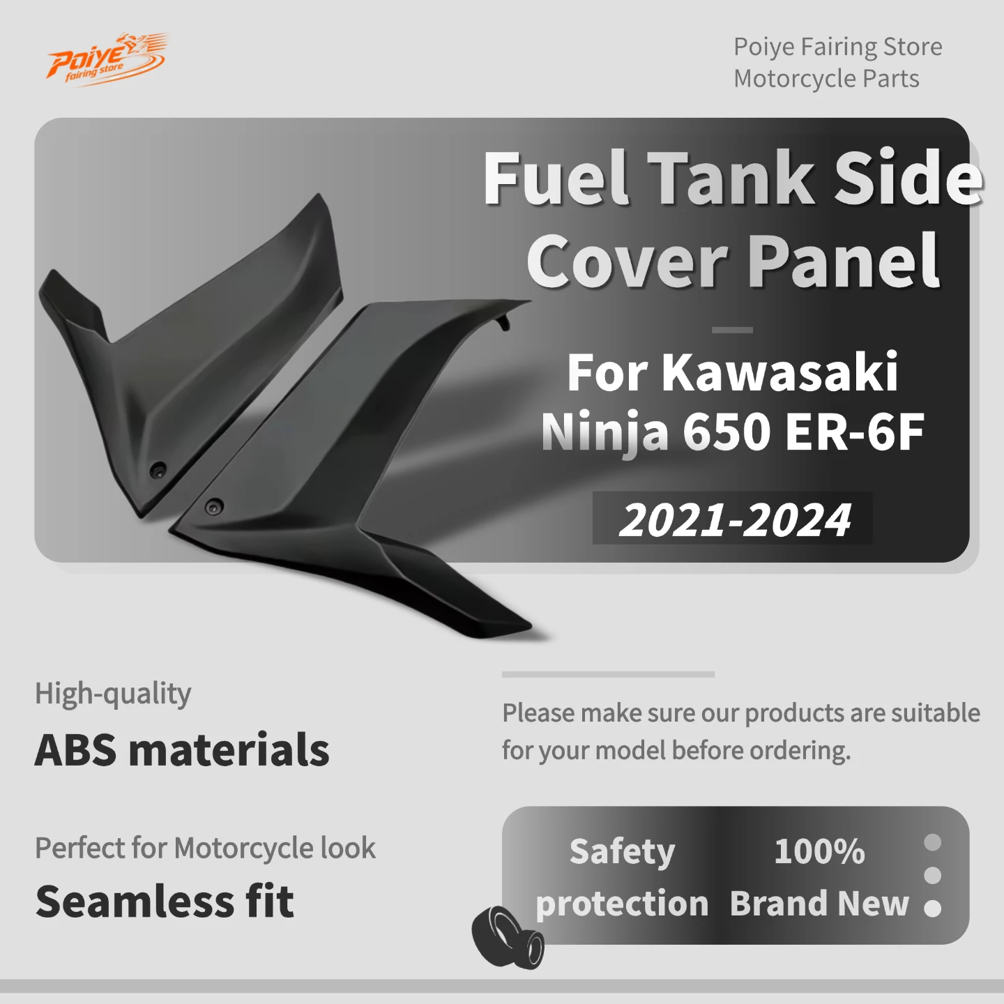Motorcycle Fuel Tank Side Cover Panel Fairing For Kawasaki Ninja 650 Ninja650 ER-6F ER6F 2021-2024 Accessories