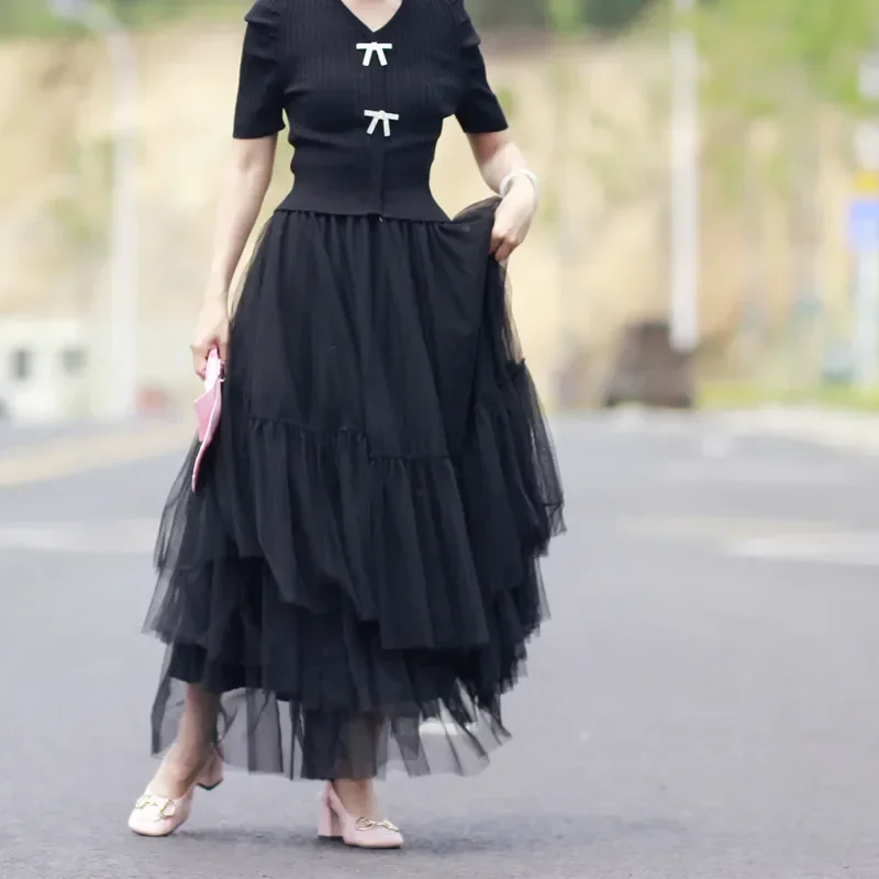 New Two wear strapless  winter fairy skirts with gauze  elastic waist detachable bow