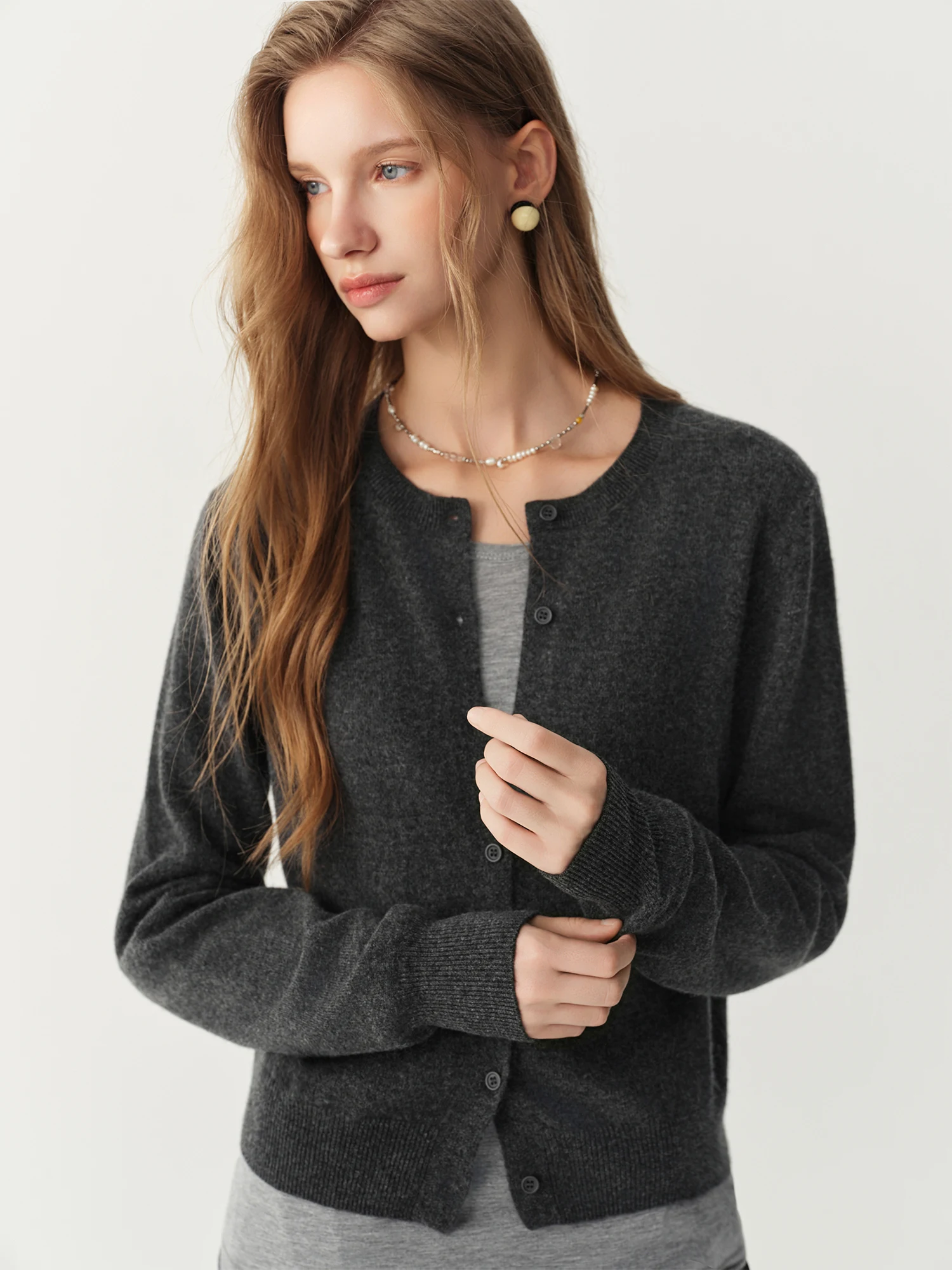 FSLE Damen-Strickcardigan aus 100 % Wolle, Winter 2026 Neuheit, weicher, warmer Strickpullover, lässig-elegante, vorne offene Oberbekleidung für Damen – Detail 31