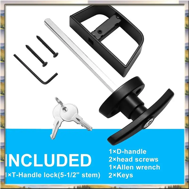 

AA46 HOT-Secure Комплект дверных замков с Т-образной ручкой и двумя ключами для хранения сарая и курицы, усиленный безопасностью, стержень 5,5 дюйма