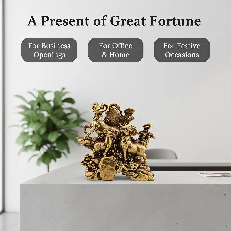 1PC San Yang Kai Tai Ornaments Attract Wealth Home Desktop Tea Pet Ornaments Feng Shui Good Luck For Home Office Decor Gifts