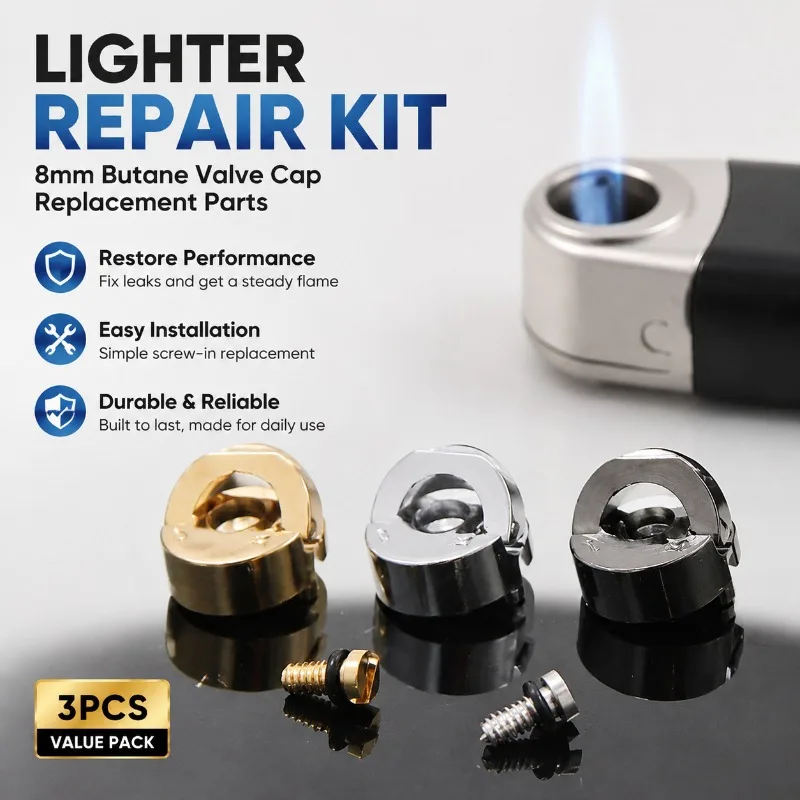 Approximately 8‑mm‑Diameter Lighter Gas‑Adjustment‑Valve Screw Inflation‑Base‑Cap Durable Metal Replacement‑Consumable Practical