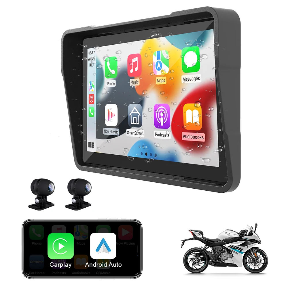 

Wireless CarPlay Moto Android Auto 5“ Portable Digital Motorcycle Dashboard GPS Navigation Display Screen Monitor CSM552