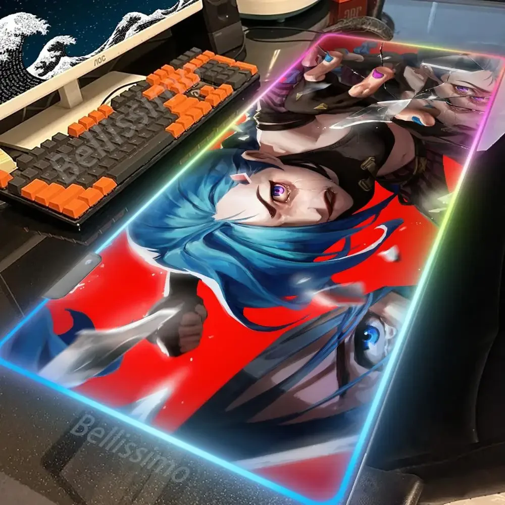 RGB large cool mouse pad rubber non-slip mouse pad Jinx gaming mouse pad suitable for office desk pad gaming large mouse pad