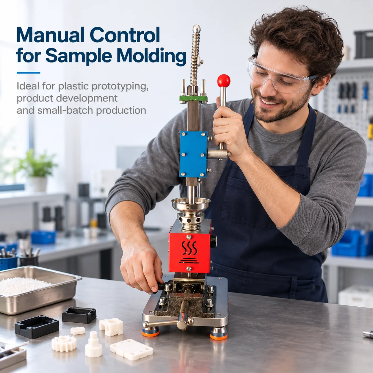 AOLIVIYA Mini Manual Vertical Plastic Injection Molding Machine 220V 400W Desktop Benchtop Molder For Lab Prototype Samples
