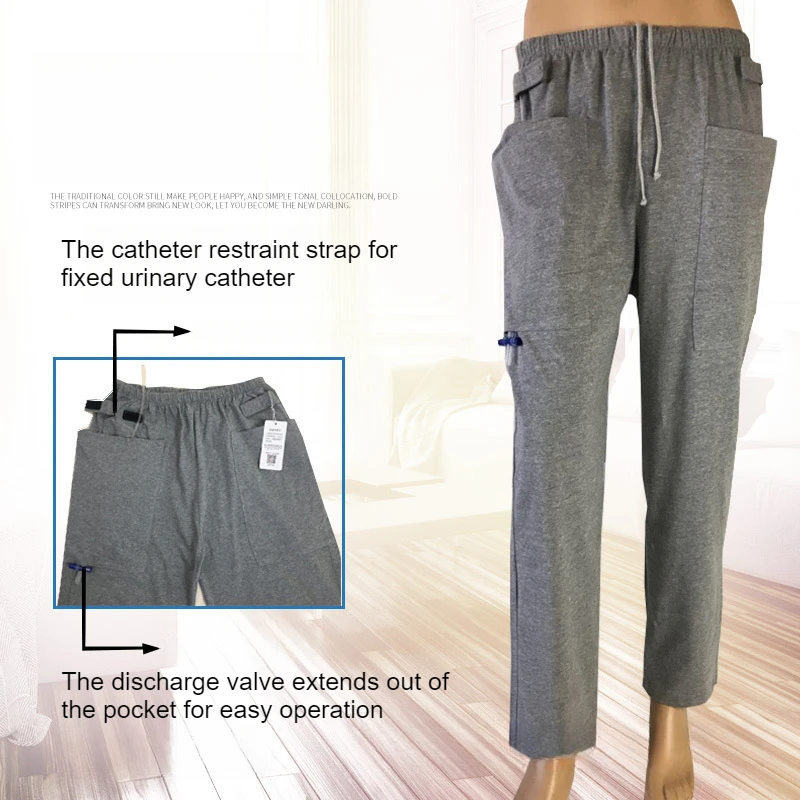 Spring Summer Bladder Fistula Pants Gallbladder Stony Bile Drainage Bag Nursing Pants Incontinence Urethral Tube Insertion Pants - view 3