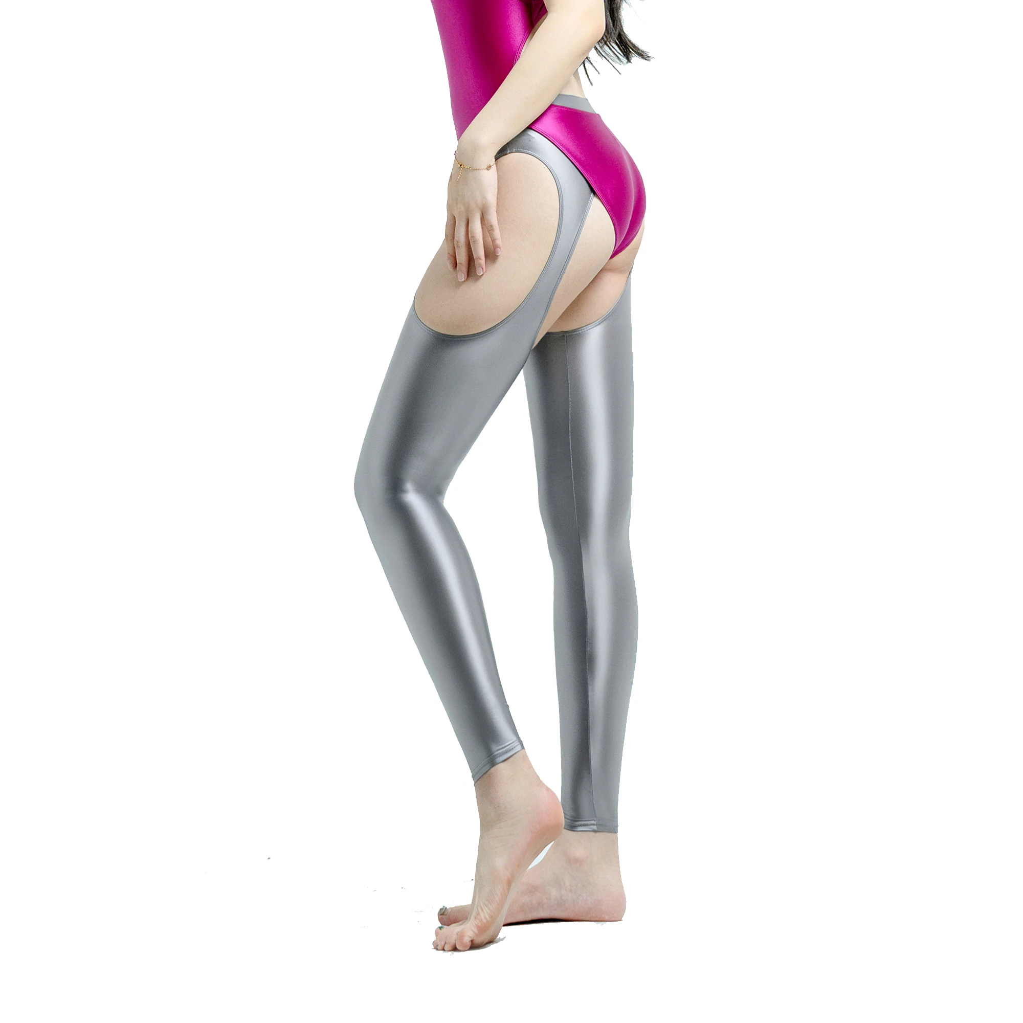 Summer Women‘s Ankle-length Pants Elastic Spandex Yoga Pilates Tights Opaque Oily Shiny Glossy Sexy Capri Pants MJINM Leggings