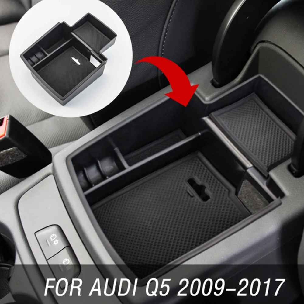 Car Organizer Armrest Storage Box For Audi Q5 2009-2017 Center Console Bin Glove Tray Holder Case Accessories