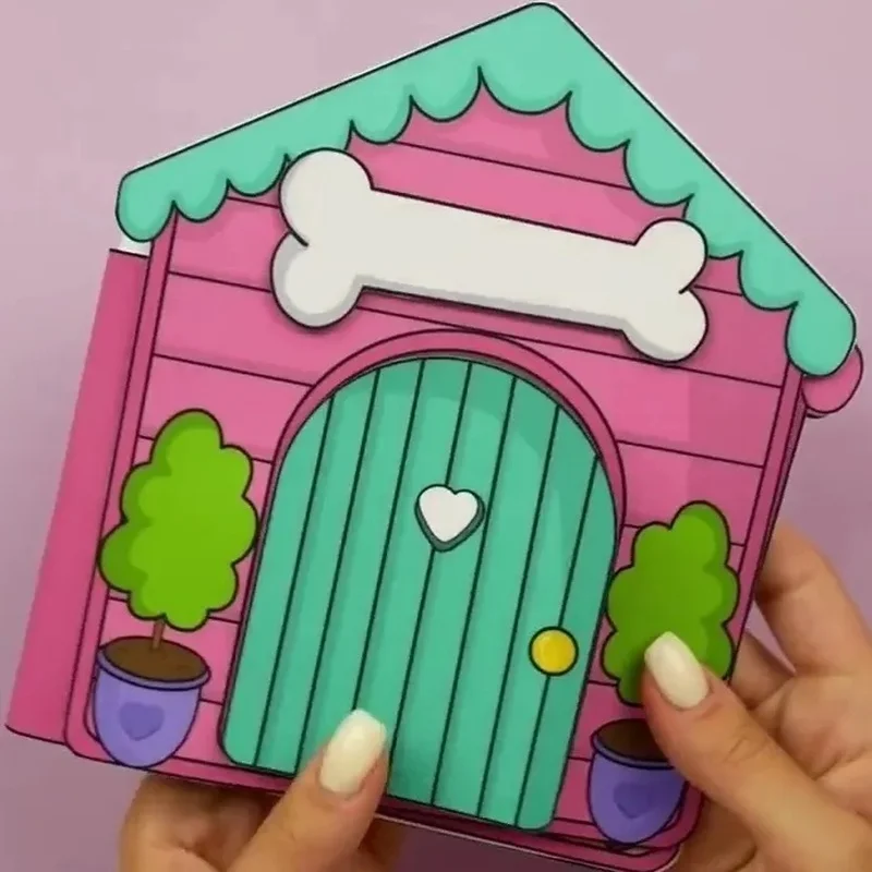 DIY toys mood change educational toys creative doll house dog house hand account dress up doll games children's fun set