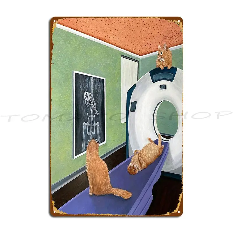 Cat Scan Cat Swallowed A Big Fish Metal Sign Designing Wall Plaque Decoration Garage Print Tin Sign Poster