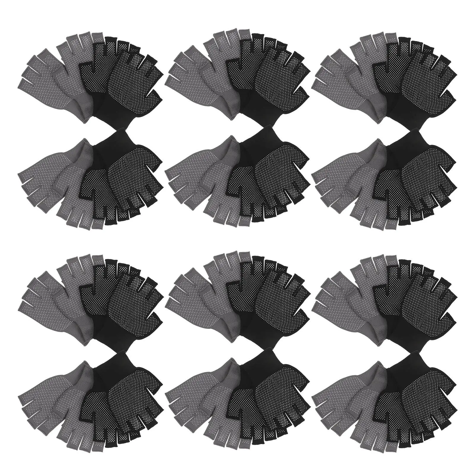 24Pairs Fingerless Non-Slip Work Gloves Half Finger Breathable Grip Gloves for Crafts Gardening Construction Mechanics DIY Use