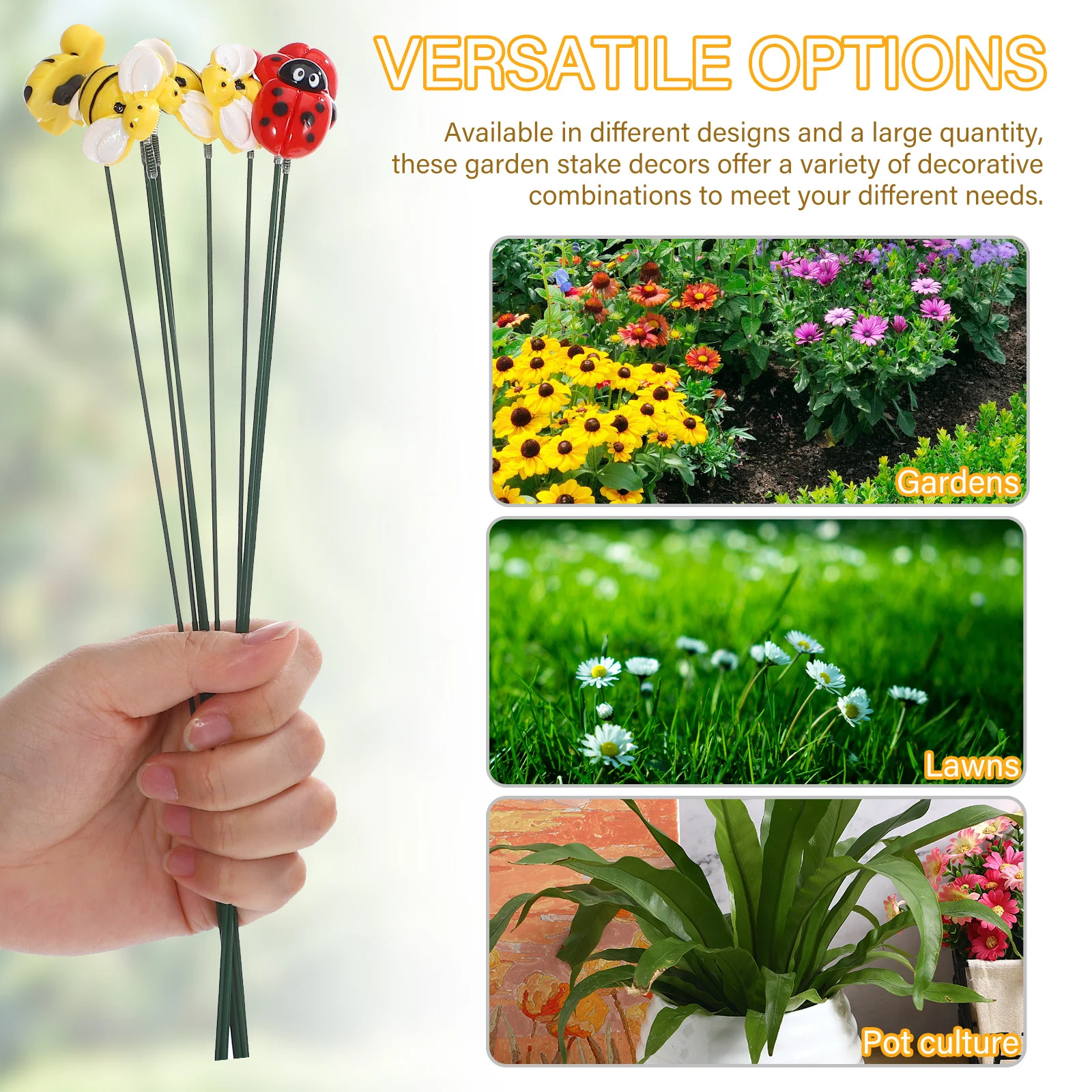 

20Pcs Garden Stake Ornaments Resin Bee Ladybug Decorative Outdoor Garden Lawn Patio Plant Decorations Outdoor Spring Decors