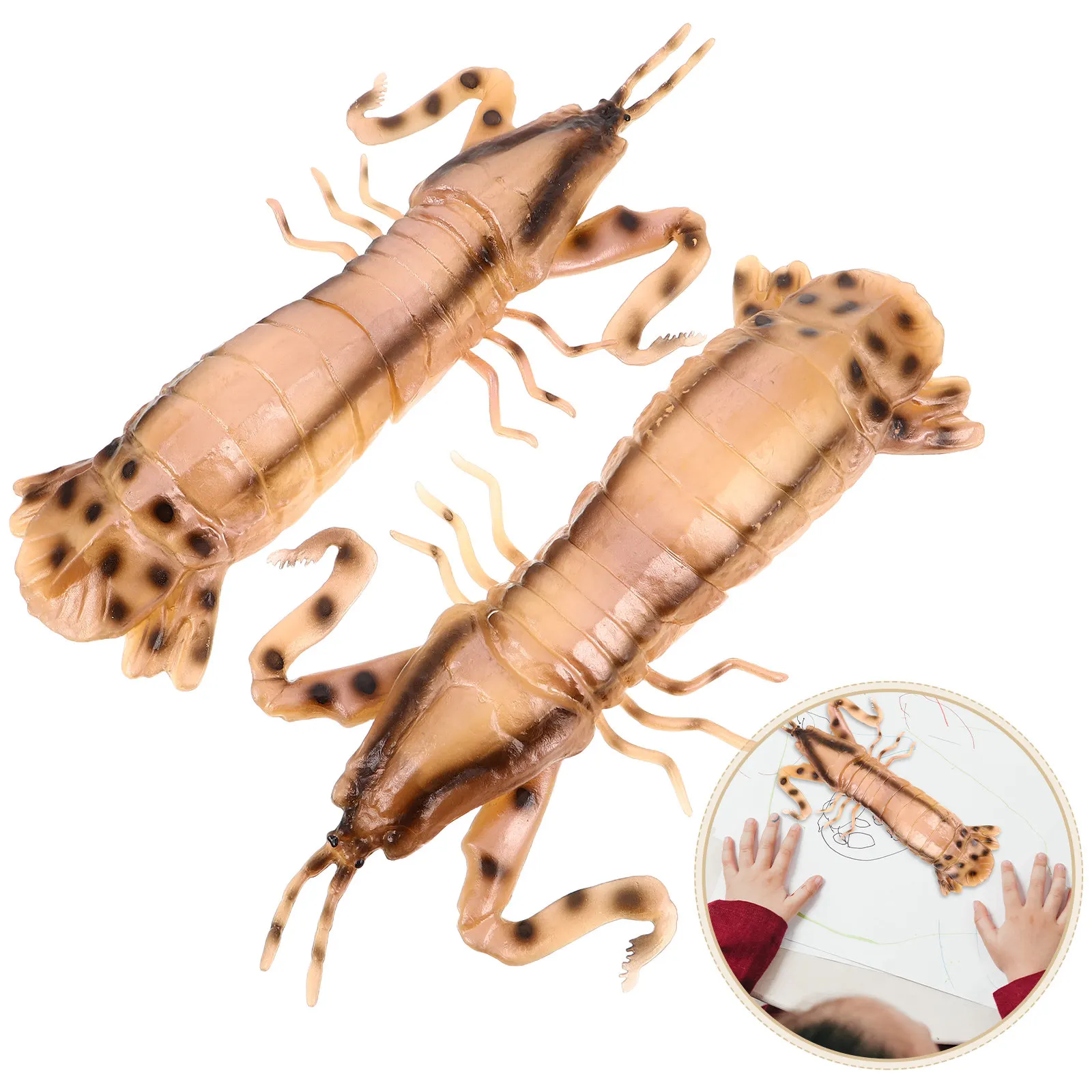 

2 шт. пищащие игрушки в виде морских животных: реалистичные мягкие виниловые креветки-мантисы, миниатюрные интерактивные игрушки-животные, морские существа для игр