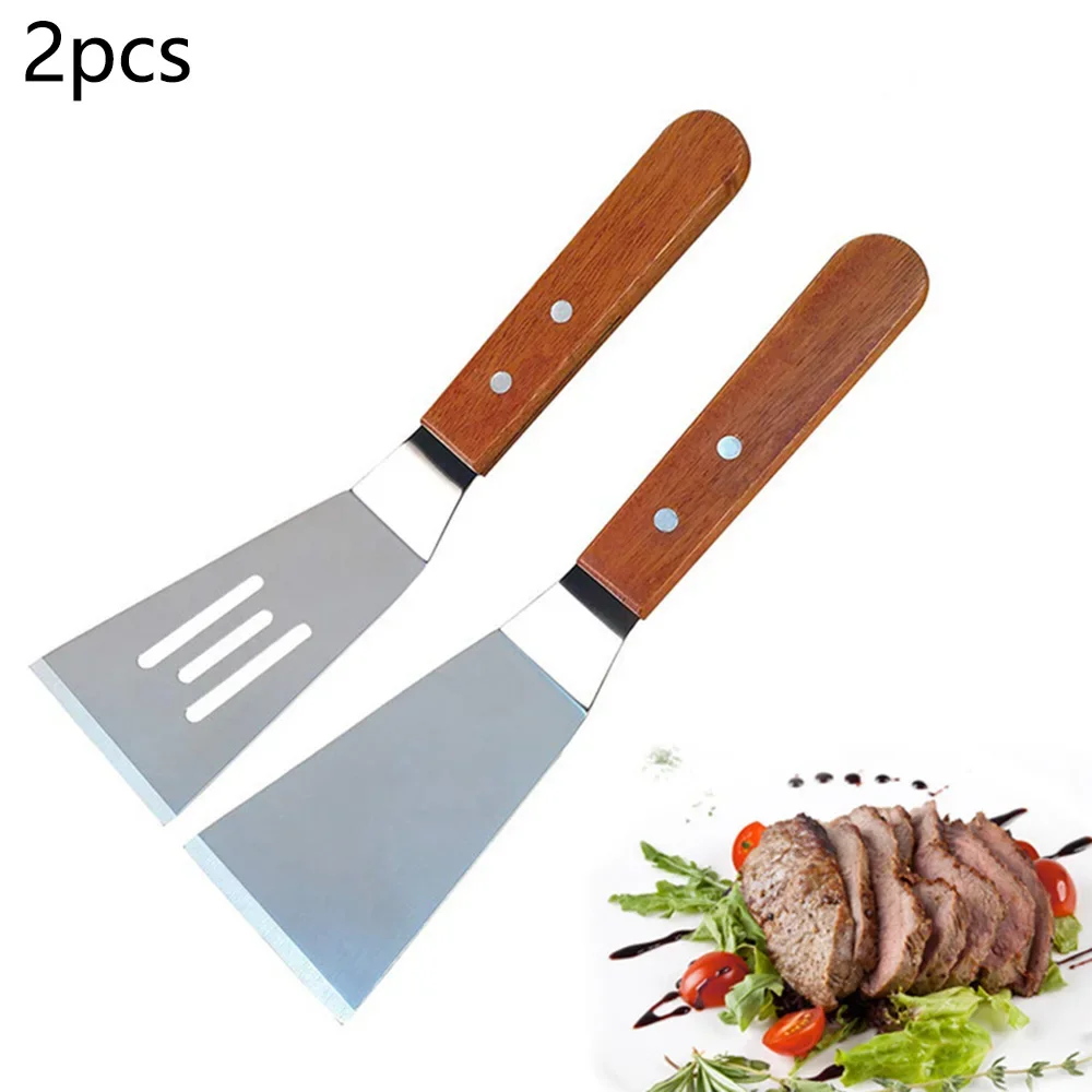 4PCS Kitchen Restaurant Stainless Steel Spatula Cooking Shovel with Wood Handle Cooking Spatulas Cookware for Japanese Cuisine