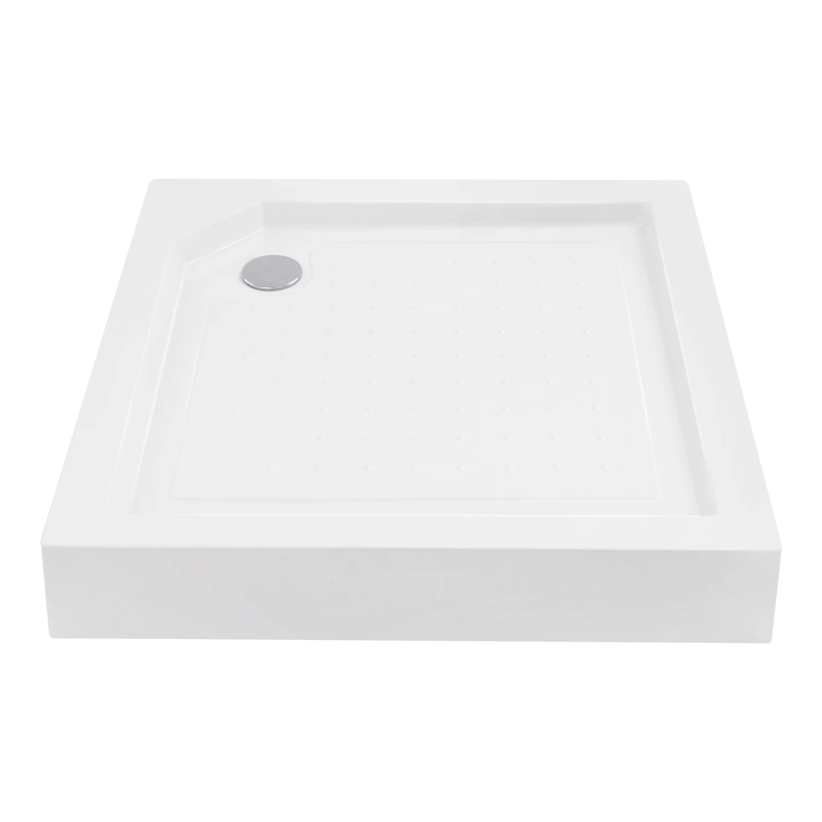 قاعدة دش مقاس 85*85*14 سم مع خرطوم تصريف |   قاعدة دش مربعة بيضاء |   تحميل 260 كجم/570 رطل |   التثبيت المدمج/تركيب السطح