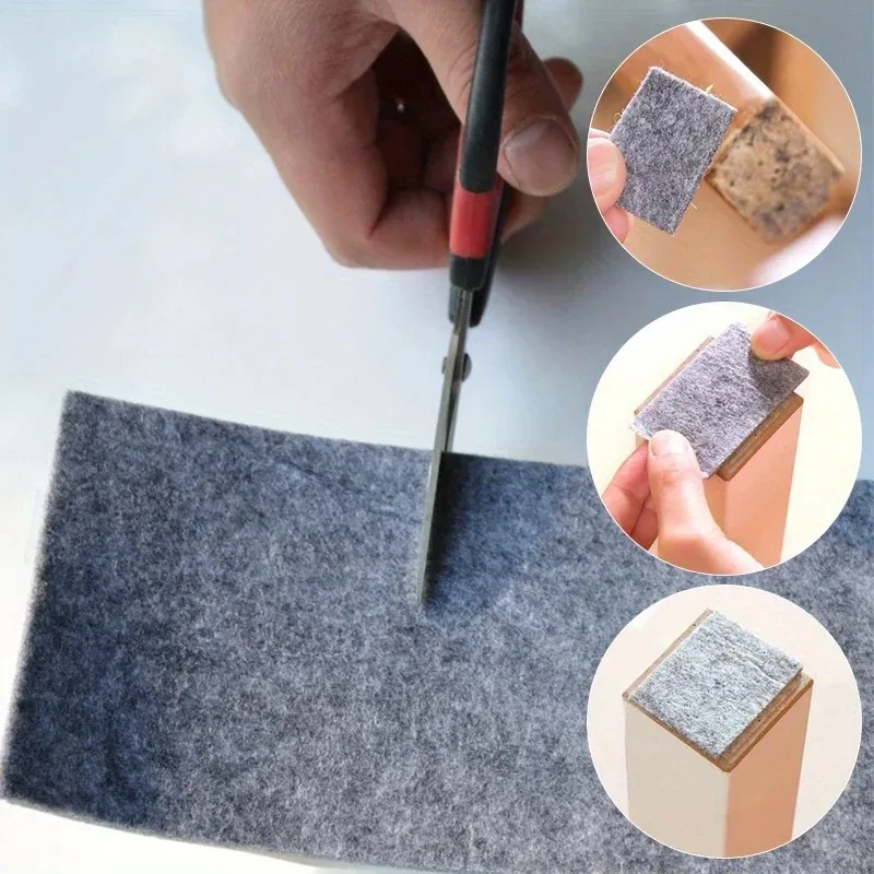 1roll 2/4m Self-Adhesive Felt Furniture Leg Pad Anti-Slip Mat Floor Protector Wear-Resisting Table Chair Legs Sticky Back