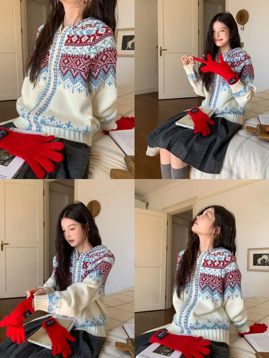 

Женский зимний свитер-худи Linyunyun Lazy Sle с длинными рукавами, вязаный, мягкий, повседневный, простой дизайн, модная верхняя одежда