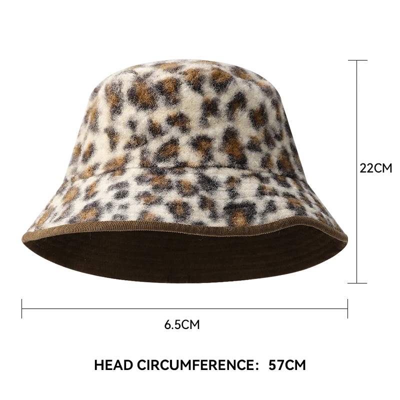 ELFSACK Minimalistische casual omkeerbare luipaardpluche emmerhoed voor dames