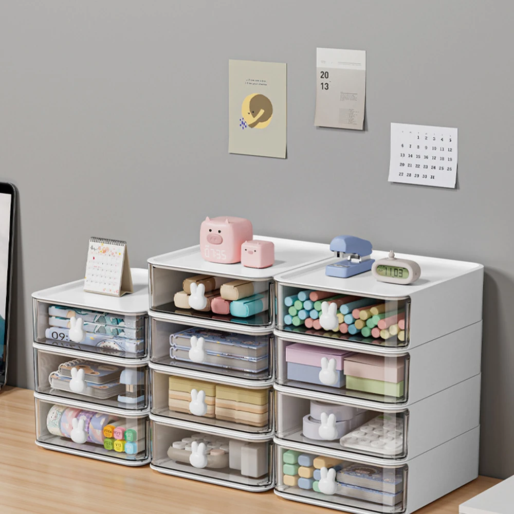 HIPS Desktop EvaluPP-Boîte de Rangement de Grande Capacité, Support avec Mallette de Rangement Transparente MELCosmetics