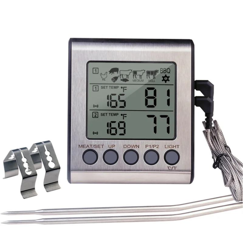 ABKI-Dual Probes Digital Thermometer Dual Probe Grill Thermometer Forkitchen Withbig LCD Screen