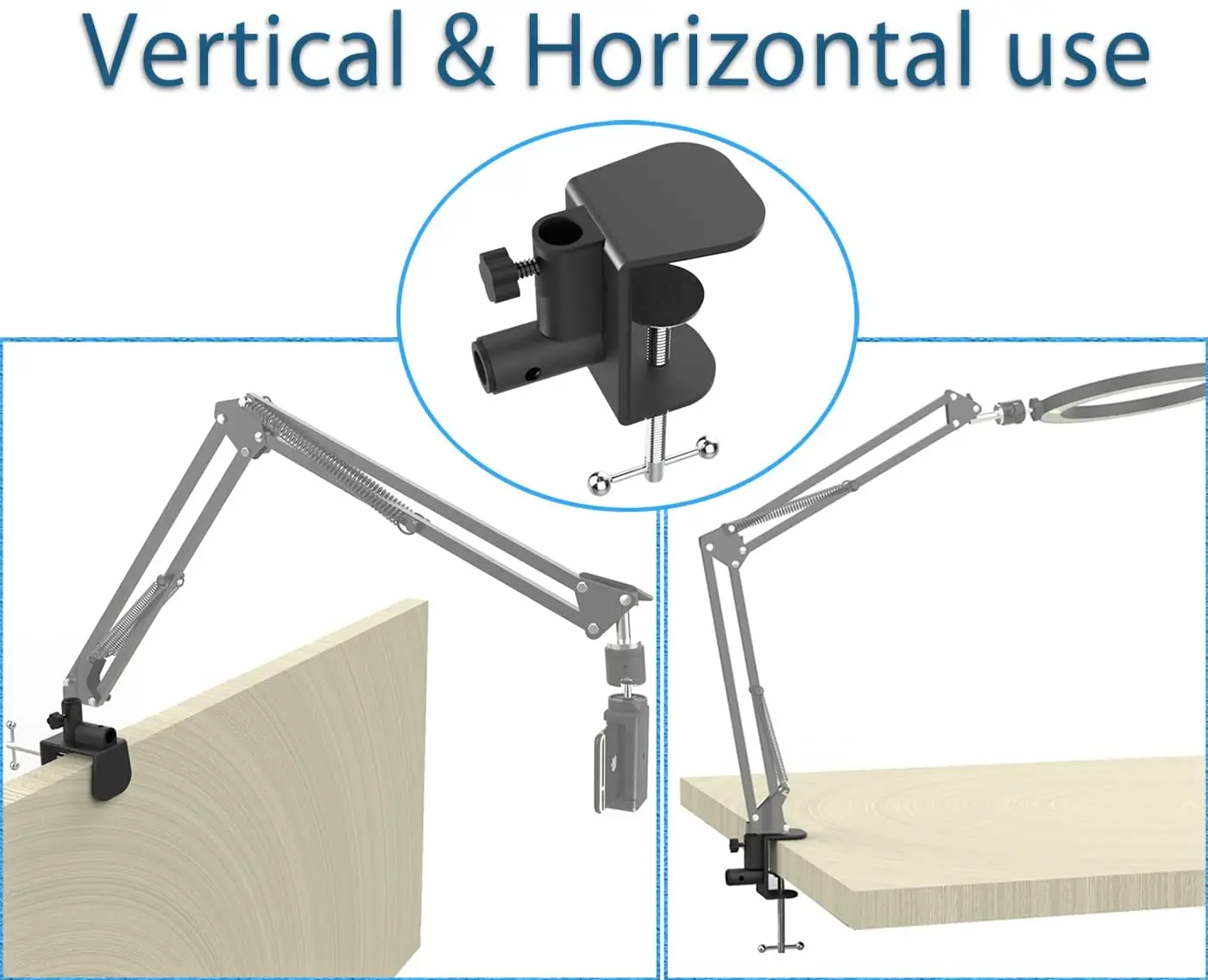 Large Desk Clamp Mount Replacement for Microphone Suspension Boom Scissor Arm for Desktop Overhead Camera Tripod Mic Stand