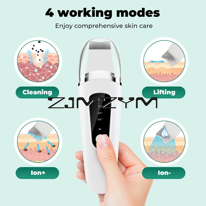 Ultrasonic Electric Skin Scrubber, Limpador Facial, Poros Limpeza, Cravo Absorvendo, Levantamento Do Dispositivo