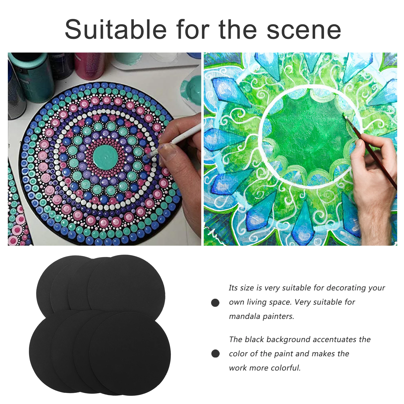 

Craft Cardboard 8Pcs 15Cm Round Black Kraft Paper For Art Painting Projects Decorative Sheets
