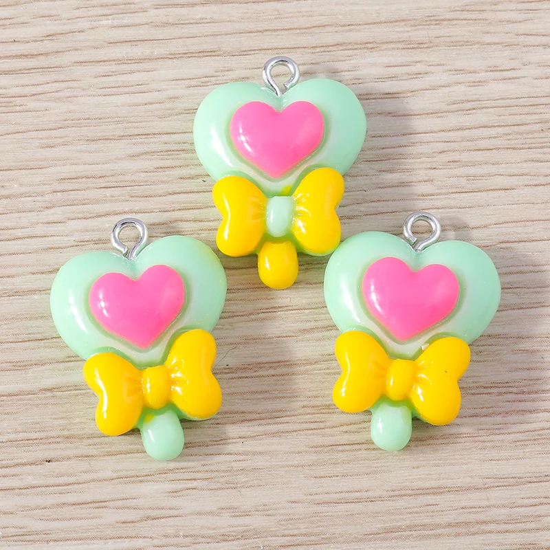 Tusember 15 Stück/Set 17*25mm Niedliche Mädchen-Schleifenzauberstab-Anhänger für Schmuckherstellung, Süße Ohrringe, Halsketten-Anhänger, Kinderspielzeug – Detail 2