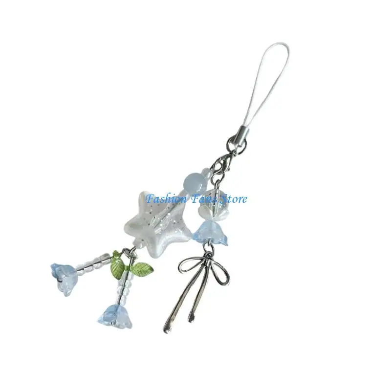  Delicate Star Patterned Phone Strap Keychain For Women Car Keys Summer Accessory
