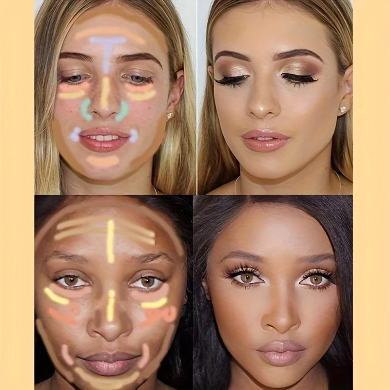 ブラシセット付き7色コンシーラーパレット、すべての肌用コンシーラー、ミディアムカバレッジ、クマや傷をカバー、均一な肌の色合い